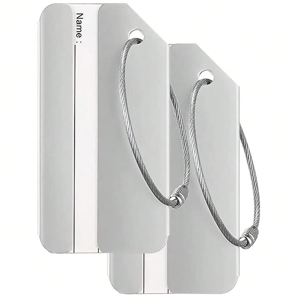 2 pièces., Étiquettes de bagage en aluminium, porte-étiquettes de bagage pour identifier les bagages de voyage, étui pour carte de nom de valise,